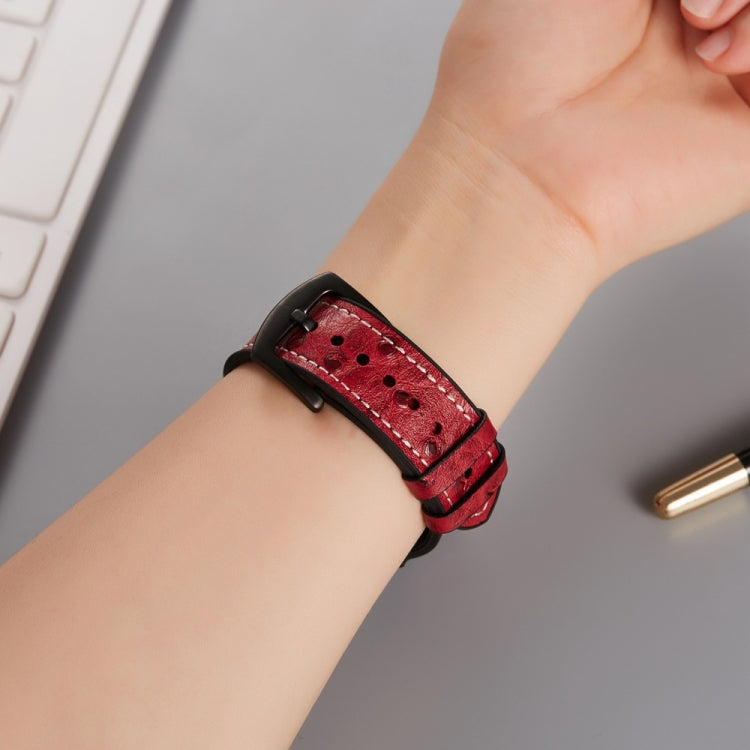 Cinturini di ricambio in pelle con texture di struzzo per la serie Apple Watch, 7 45mm / 6 & SE & 5 & 4 44mm / 3 & 2 & 1 42mm, 7 41mm / 6 & SE & 5 & 4 40mm / 3 & 2 & 1 38mm