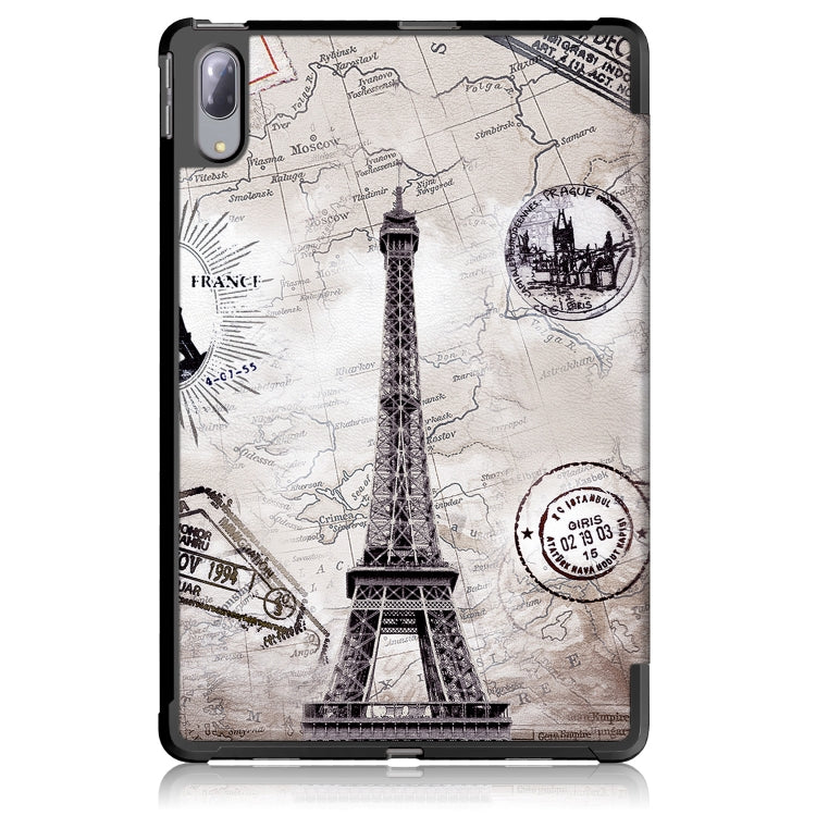 Custodia in pelle flip orizzontale in PU + TPU con motivo dipinto con supporto a tre pieghe e funzione sveglia / sonno, For Lenovo Tab P11 Pro TB-J716F /J706F