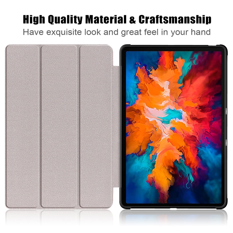 Custodia in pelle flip orizzontale in PU + TPU con motivo dipinto con supporto a tre pieghe e funzione sveglia / sonno, For Lenovo Tab P11 Pro TB-J716F /J706F