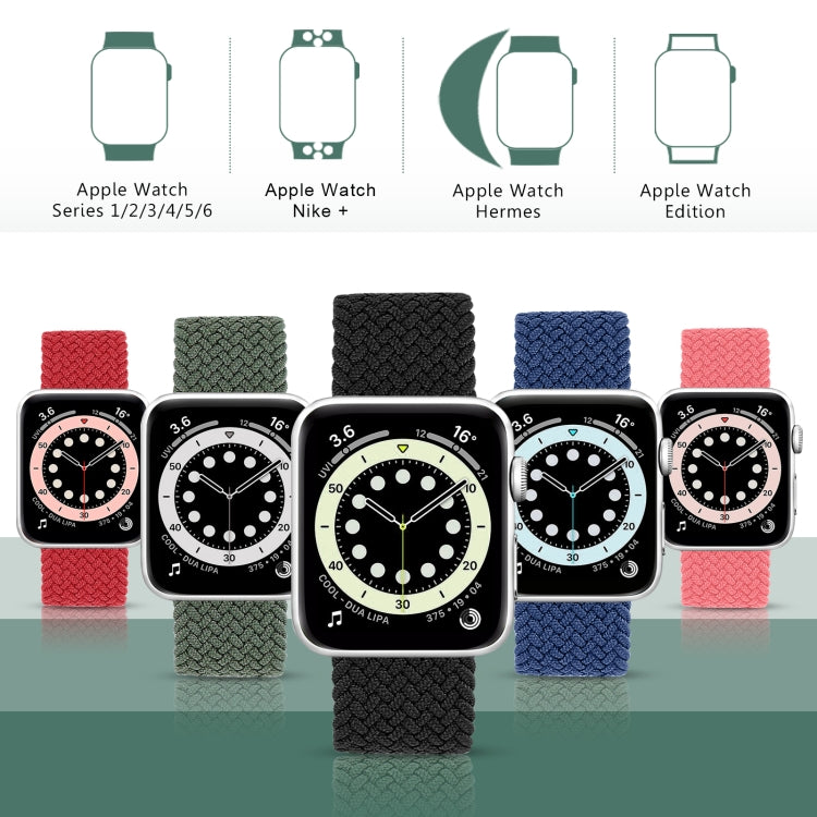Cinturino di ricambio per cinturino di ricambio in nylon intrecciato con testa in metallo per Apple Watch Series 6 e SE e 5 e 4 40 mm / 3 e 2 e 1 38 mm, L 155mm
