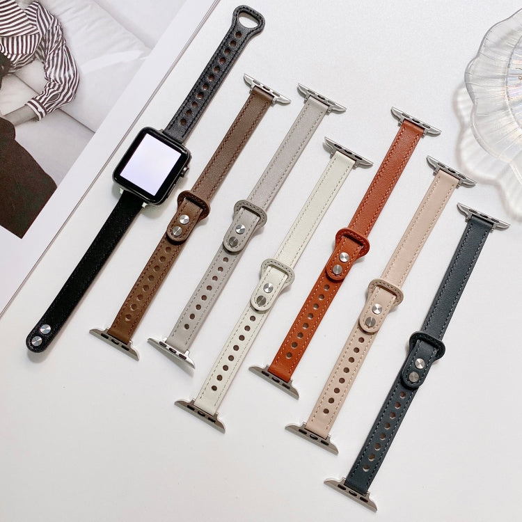 Cinturino con cinturino in vera pelle con fibbia a doppia borchia per Apple Watch Series, 7 45mm / 6 & SE & 5 & 4 44mm / 3 & 2 & 1 42mm, 7 41mm / 6 & SE & 5 & 4 40mm / 3 & 2 & 1 38mm