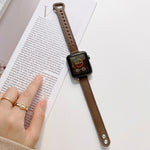Cinturino con cinturino in vera pelle con fibbia a doppia borchia per Apple Watch Series, 7 45mm / 6 & SE & 5 & 4 44mm / 3 & 2 & 1 42mm, 7 41mm / 6 & SE & 5 & 4 40mm / 3 & 2 & 1 38mm