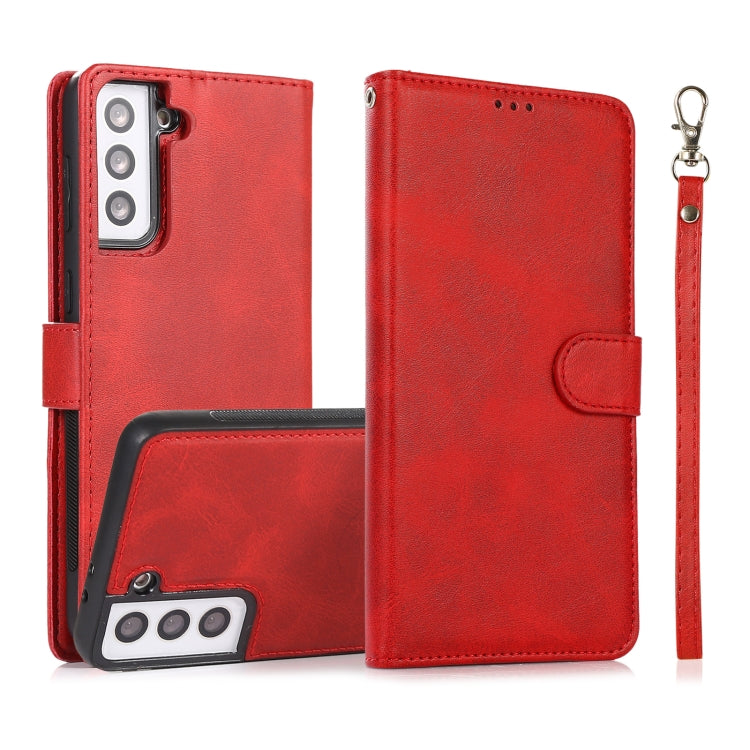 Calf Texture 2 in 1 Cover posteriore magnetica staccabile Custodia in pelle flip orizzontale con supporto e slot per carte e portafoglio e cornice per foto, For Samsung Galaxy S21 5G