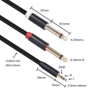 3683 Cavo audio maschio da 3,5 mm a doppio maschio da 6,35 mm, 1m, 2m, 3m