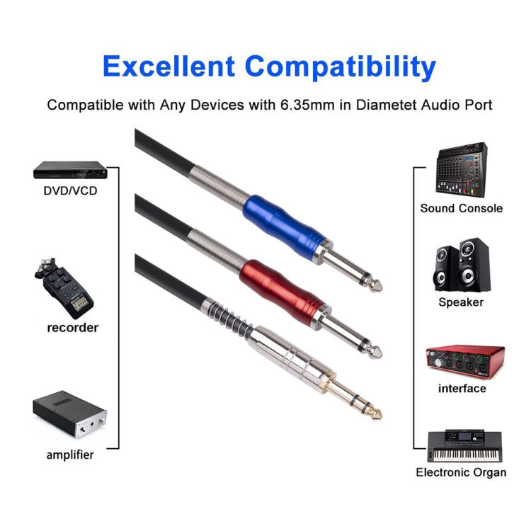 3683 Cavo audio maschio da 3,5 mm a doppio maschio da 6,35 mm, 1m, 2m, 3m