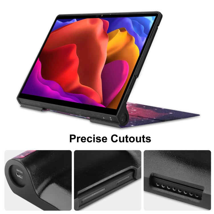 Custodia in pelle PU a vibrazione orizzontale con motivo a disegno colorato Custer Texture con supporto, For Lenovo Yoga Pad Pro 13 inch YF K606F