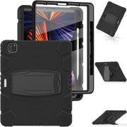 Cornice dello schermo di protezione a 3 strati + PC + Custodia combinata antiurto in silicone con supporto, For iPad Pro 12.9 2022 / 2021, For iPad Pro 12.9 2020