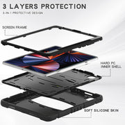 Cornice dello schermo di protezione a 3 strati + PC + Custodia combinata antiurto in silicone con supporto, For iPad Pro 12.9 2022 / 2021, For iPad Pro 12.9 2020