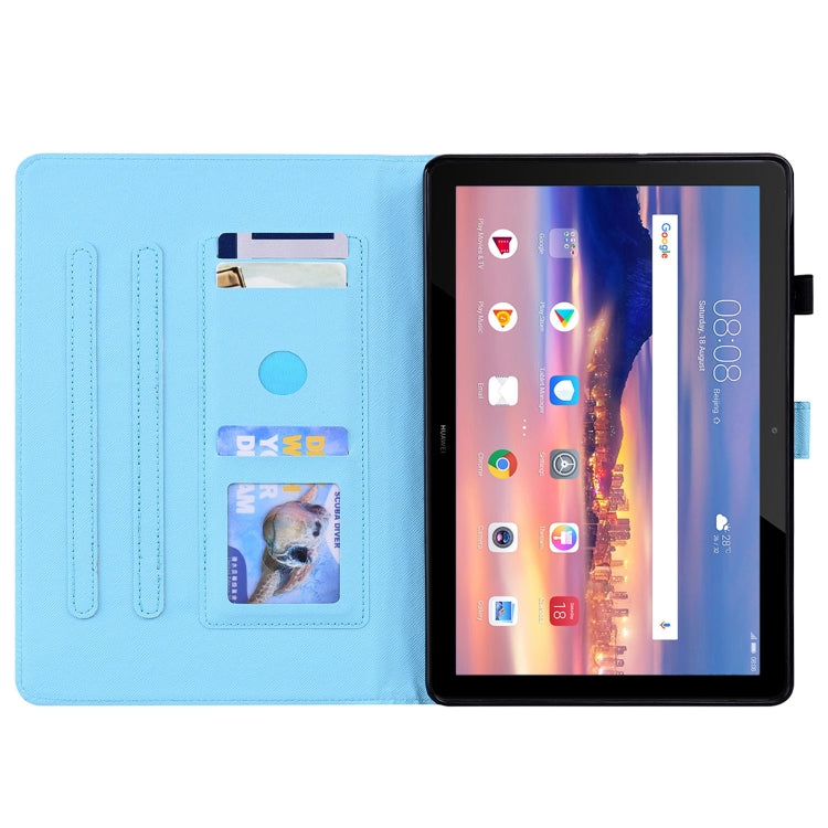 Custodia in pelle flip orizzontale con motivo animale con supporto, slot per schede e cornice per foto, For Huawei MediaPad T5 10.1 inch, For Huawei MatePad T 10 / T 10s / Honor Enjoy 2 10.1