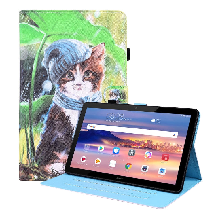 Custodia in pelle flip orizzontale con motivo animale con supporto, slot per schede e cornice per foto, For Huawei MediaPad T5 10.1 inch, For Huawei MatePad T 10 / T 10s / Honor Enjoy 2 10.1