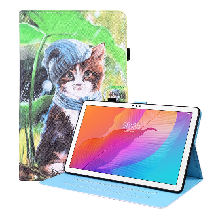 Custodia in pelle flip orizzontale con motivo animale con supporto, slot per schede e cornice per foto, For Huawei MediaPad T5 10.1 inch, For Huawei MatePad T 10 / T 10s / Honor Enjoy 2 10.1