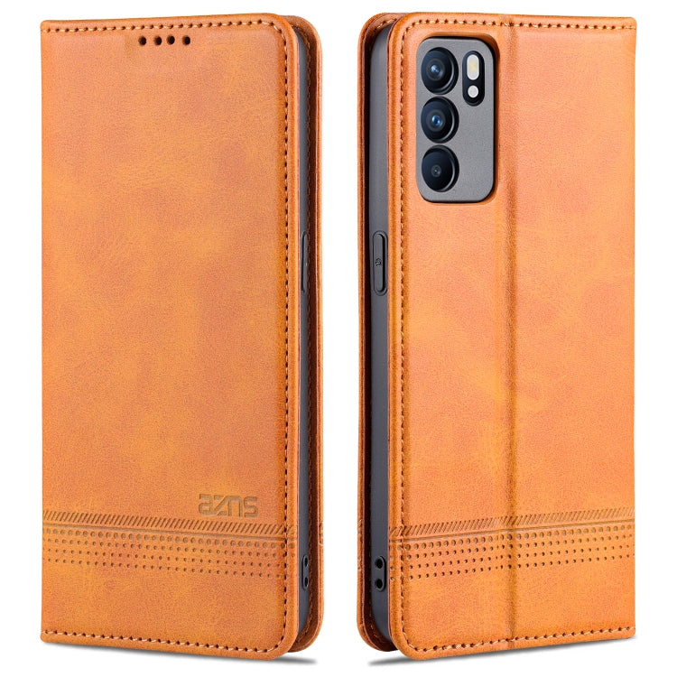 AZNS Custodia in pelle a vibrazione orizzontale con struttura in vitello magnetico con slot per carte, supporto e portafoglio, For OPPO K9 5G, For OPPO Reno6 / Reno6 Pro