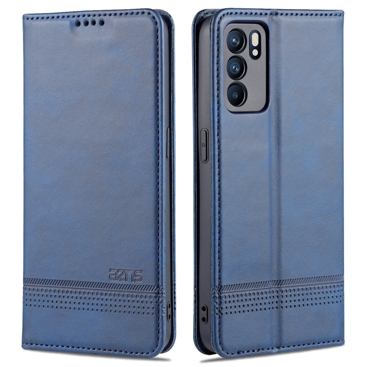 AZNS Custodia in pelle a vibrazione orizzontale con struttura in vitello magnetico con slot per carte, supporto e portafoglio, For OPPO K9 5G, For OPPO Reno6 / Reno6 Pro