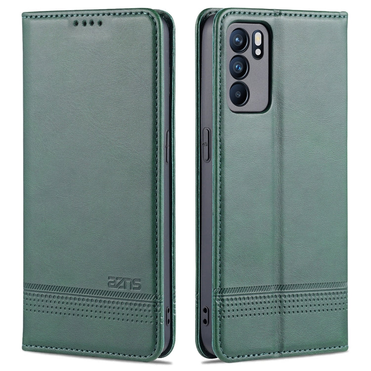 AZNS Custodia in pelle a vibrazione orizzontale con struttura in vitello magnetico con slot per carte, supporto e portafoglio, For OPPO K9 5G, For OPPO Reno6 / Reno6 Pro