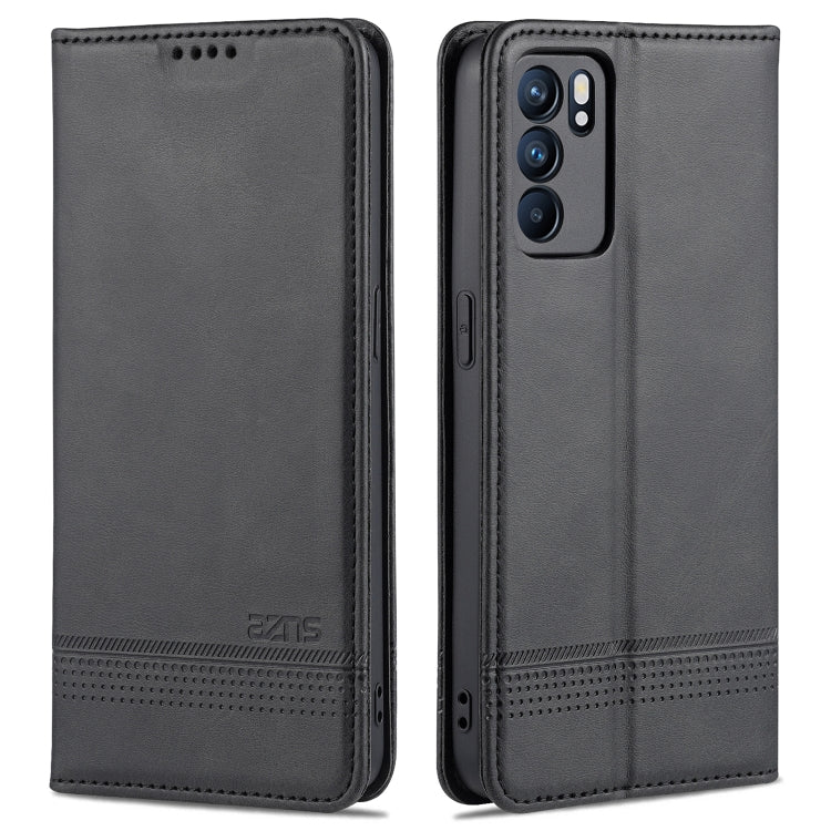 AZNS Custodia in pelle a vibrazione orizzontale con struttura in vitello magnetico con slot per carte, supporto e portafoglio, For OPPO K9 5G, For OPPO Reno6 / Reno6 Pro
