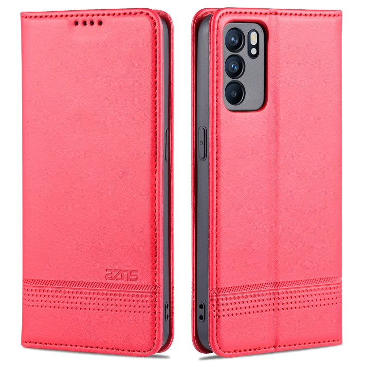 AZNS Custodia in pelle a vibrazione orizzontale con struttura in vitello magnetico con slot per carte, supporto e portafoglio, For OPPO K9 5G, For OPPO Reno6 / Reno6 Pro