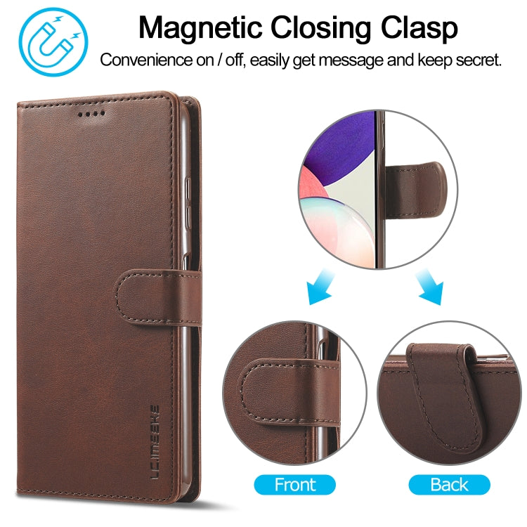 LC.IMEEKE Custodia in pelle a vibrazione orizzontale con struttura in vitello con supporto, slot per schede e portafoglio, For Samsung Galaxy A22 5G