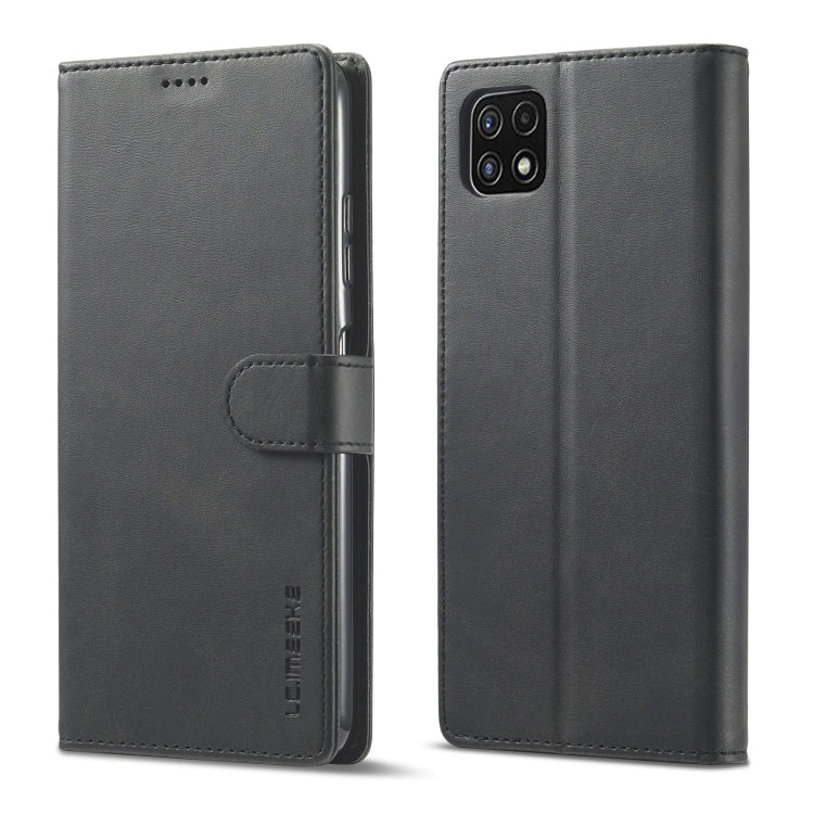 LC.IMEEKE Custodia in pelle a vibrazione orizzontale con struttura in vitello con supporto, slot per schede e portafoglio, For Samsung Galaxy A22 5G