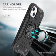 Armatura magnetica TPU antiurto + custodia per PC con supporto per anello in metallo, For iPhone 13 mini, For iPhone 13, For iPhone 13 Pro, For iPhone 13 Pro Max