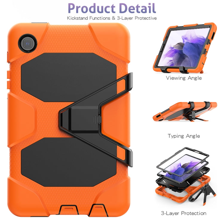 Custodia protettiva antiurto in silicone colorato + PC con supporto e slot per penna, For Samsung Galaxy A7 Lite 8.7 2021 T220 / T225