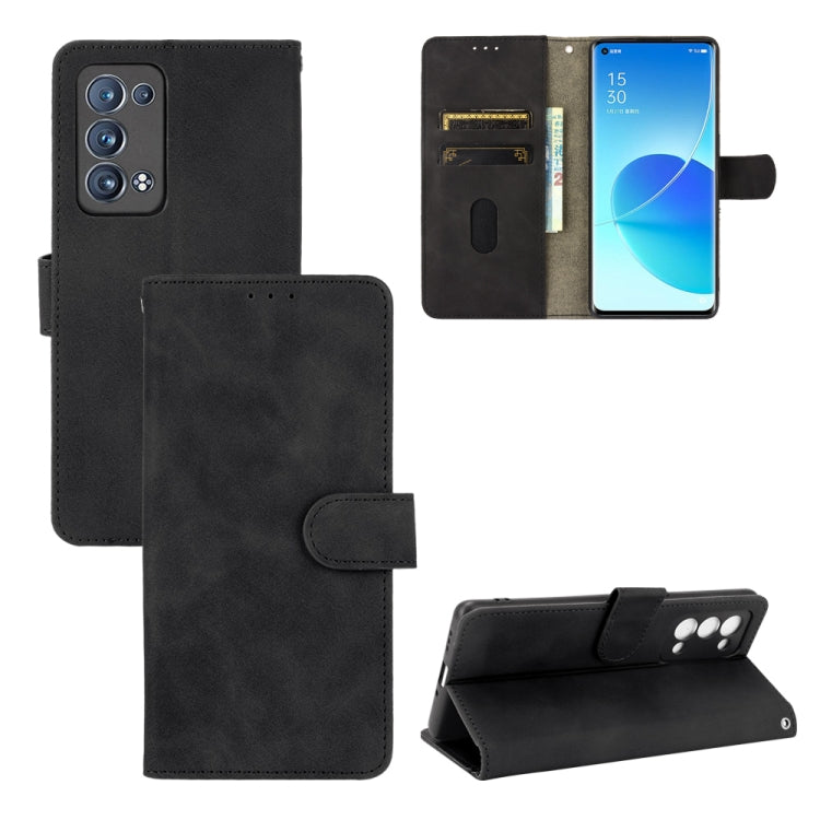 Tinta unita Skin Feel Fibbia magnetica Flip orizzontale Custodia in pelle PU con struttura in vitello con supporto e slot per schede e portafoglio, For OPPO Reno5 A(Japan), For OPPO Reno6 Pro+, For OPPO Reno6 Pro, For OPPO Reno6