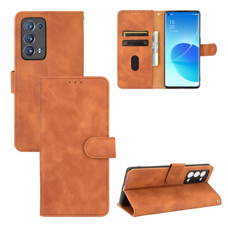 Tinta unita Skin Feel Fibbia magnetica Flip orizzontale Custodia in pelle PU con struttura in vitello con supporto e slot per schede e portafoglio, For OPPO Reno5 A(Japan), For OPPO Reno6 Pro+, For OPPO Reno6 Pro, For OPPO Reno6