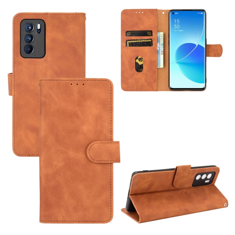 Tinta unita Skin Feel Fibbia magnetica Flip orizzontale Custodia in pelle PU con struttura in vitello con supporto e slot per schede e portafoglio, For OPPO Reno5 A(Japan), For OPPO Reno6 Pro+, For OPPO Reno6 Pro, For OPPO Reno6