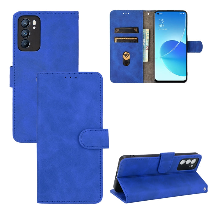 Tinta unita Skin Feel Fibbia magnetica Flip orizzontale Custodia in pelle PU con struttura in vitello con supporto e slot per schede e portafoglio, For OPPO Reno5 A(Japan), For OPPO Reno6 Pro+, For OPPO Reno6 Pro, For OPPO Reno6