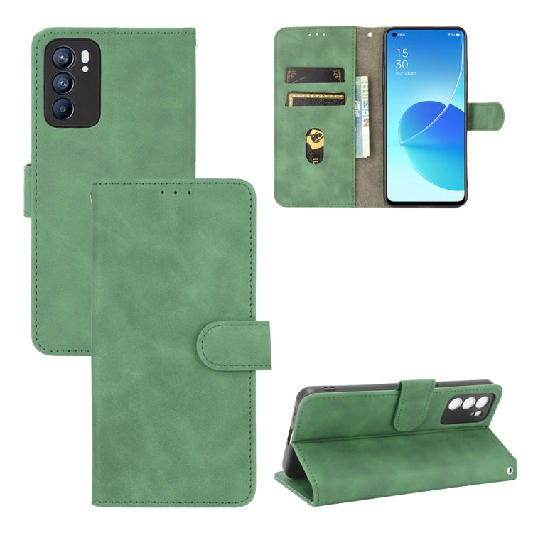 Tinta unita Skin Feel Fibbia magnetica Flip orizzontale Custodia in pelle PU con struttura in vitello con supporto e slot per schede e portafoglio, For OPPO Reno5 A(Japan), For OPPO Reno6 Pro+, For OPPO Reno6 Pro, For OPPO Reno6