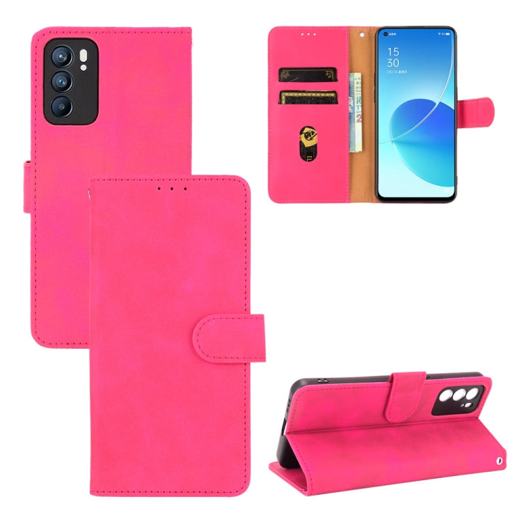 Tinta unita Skin Feel Fibbia magnetica Flip orizzontale Custodia in pelle PU con struttura in vitello con supporto e slot per schede e portafoglio, For OPPO Reno5 A(Japan), For OPPO Reno6 Pro+, For OPPO Reno6 Pro, For OPPO Reno6