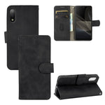 Tinta unita Skin Feel Fibbia magnetica Flip orizzontale Custodia in pelle PU con struttura in vitello con supporto e slot per schede e portafoglio, For Sony Xperia Ace II