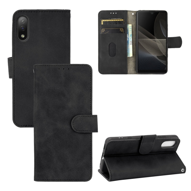 Tinta unita Skin Feel Fibbia magnetica Flip orizzontale Custodia in pelle PU con struttura in vitello con supporto e slot per schede e portafoglio, For Sony Xperia Ace II