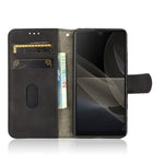 Tinta unita Skin Feel Fibbia magnetica Flip orizzontale Custodia in pelle PU con struttura in vitello con supporto e slot per schede e portafoglio, For Sony Xperia Ace II