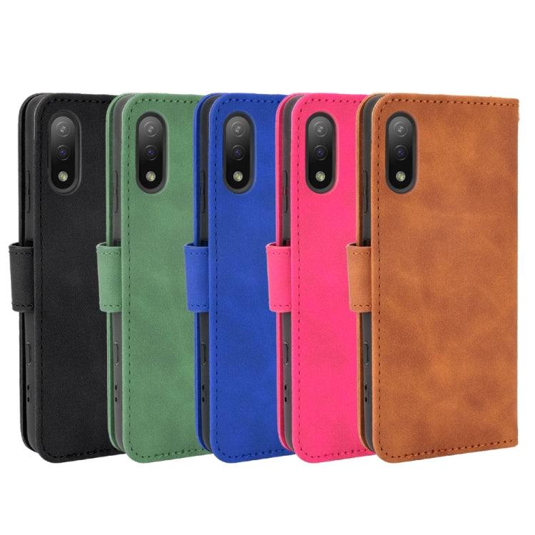 Tinta unita Skin Feel Fibbia magnetica Flip orizzontale Custodia in pelle PU con struttura in vitello con supporto e slot per schede e portafoglio, For Sony Xperia Ace II
