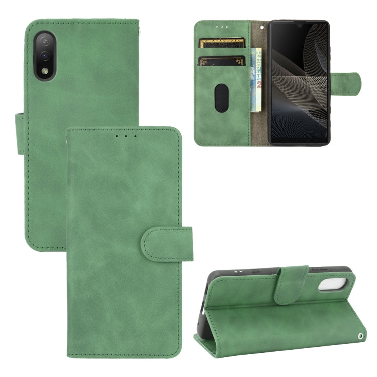 Tinta unita Skin Feel Fibbia magnetica Flip orizzontale Custodia in pelle PU con struttura in vitello con supporto e slot per schede e portafoglio, For Sony Xperia Ace II