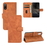 Tinta unita Skin Feel Fibbia magnetica Flip orizzontale Custodia in pelle PU con struttura in vitello con supporto e slot per schede e portafoglio, For Sony Xperia Ace II