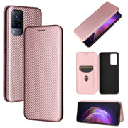 Struttura in fibra di carbonio Flip orizzontale magnetico Custodia in pelle TPU + PC + PU con slot per schede, For vivo V21, For Cubot Note 20, For Motorola Moto G60 / G40 Fusion, For Nokia 1.4