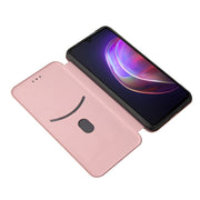 Struttura in fibra di carbonio Flip orizzontale magnetico Custodia in pelle TPU + PC + PU con slot per schede, For vivo V21, For Cubot Note 20, For Motorola Moto G60 / G40 Fusion, For Nokia 1.4