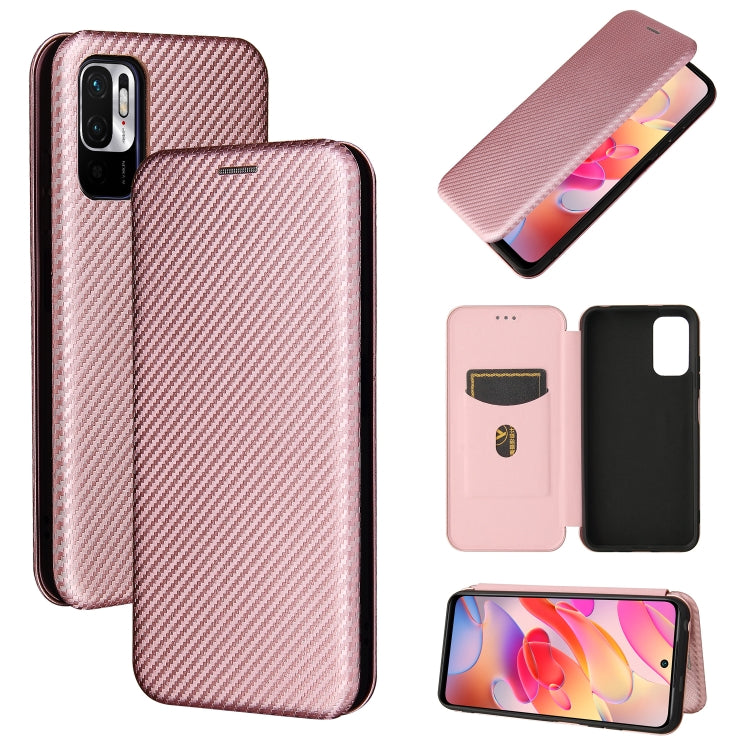 Struttura in fibra di carbonio Flip orizzontale magnetico Custodia in pelle TPU + PC + PU con slot per schede, For Xiaomi Poco M3 Pro 5G/4G
