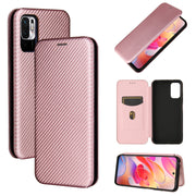 Struttura in fibra di carbonio Flip orizzontale magnetico Custodia in pelle TPU + PC + PU con slot per schede, For Xiaomi Poco M3 Pro 5G/4G