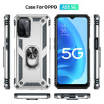 Custodia protettiva antiurto in TPU + PC con supporto girevole a 360 gradi, For OPPO A55 5G, For OPPO A54 4G, For OPPO A74 4G / F19