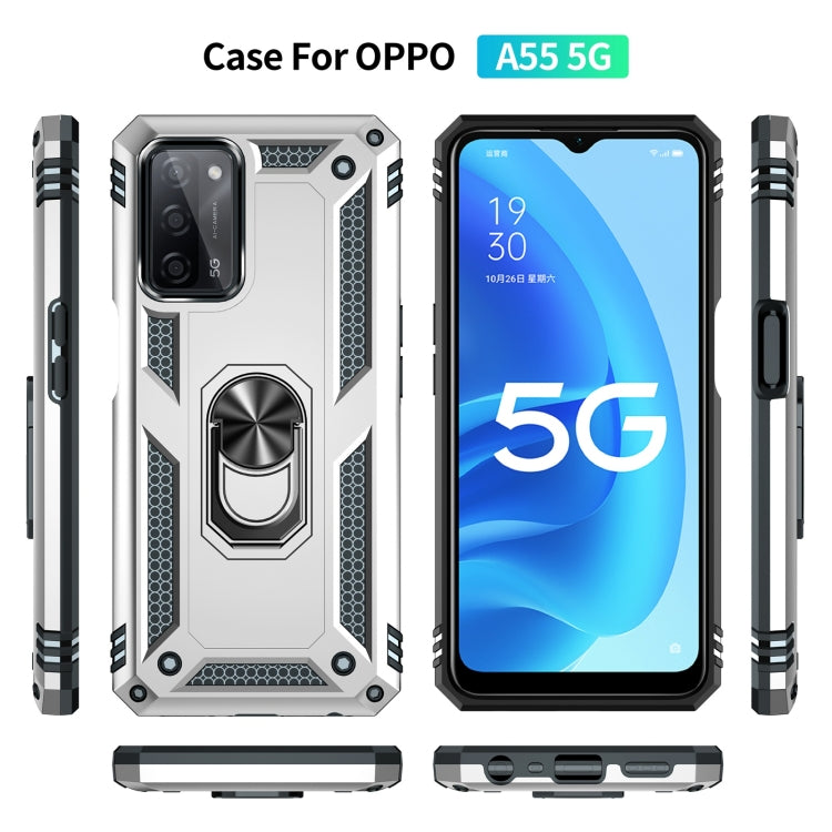 Custodia protettiva antiurto in TPU + PC con supporto girevole a 360 gradi, For OPPO A55 5G, For OPPO A54 4G, For OPPO A74 4G / F19