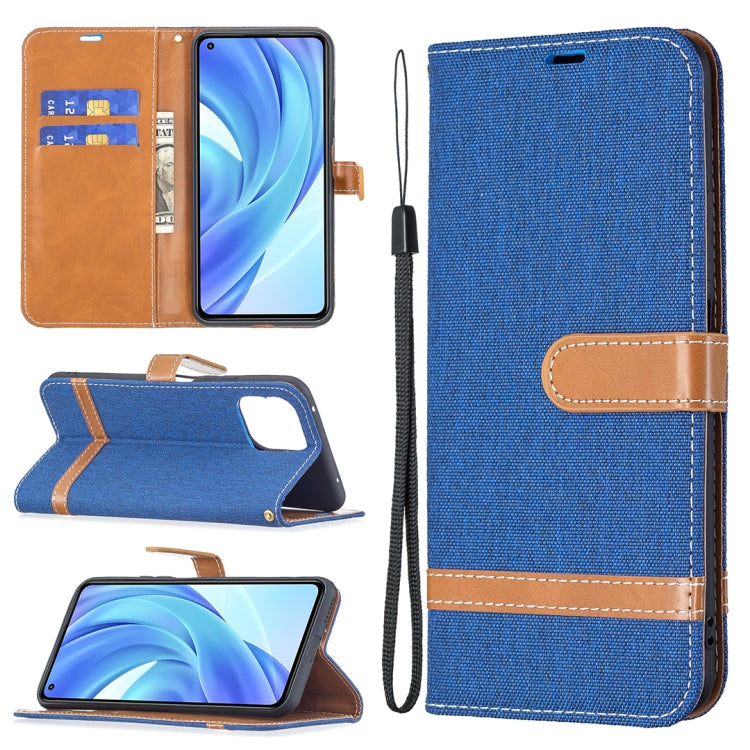 Custodia portafoglio in pelle con denim per Xiaomi