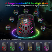HXSJ T100 10000 DPI RGB Macro Definition Wired Wireless Dual-mode Mouse