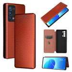 Struttura in fibra di carbonio Flip orizzontale magnetico Custodia in pelle TPU + PC + PU con slot per schede, For OPPO Reno6 Pro+ 5G, For OPPO Reno6, For TCL 20 SE, For Google Pixel 6 Pro