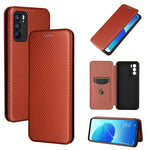 Struttura in fibra di carbonio Flip orizzontale magnetico Custodia in pelle TPU + PC + PU con slot per schede, For OPPO Reno6 Pro+ 5G, For OPPO Reno6, For TCL 20 SE, For Google Pixel 6 Pro