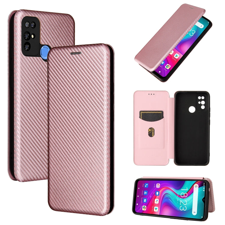Struttura in fibra di carbonio Flip orizzontale magnetico Custodia in pelle TPU + PC + PU con slot per schede, For Doogee X96 Pro