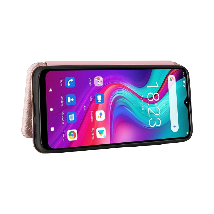 Struttura in fibra di carbonio Flip orizzontale magnetico Custodia in pelle TPU + PC + PU con slot per schede, For Doogee X96 Pro