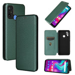 Struttura in fibra di carbonio Flip orizzontale magnetico Custodia in pelle TPU + PC + PU con slot per schede, For Doogee X96 Pro