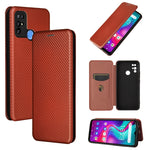 Struttura in fibra di carbonio Flip orizzontale magnetico Custodia in pelle TPU + PC + PU con slot per schede, For Doogee X96 Pro
